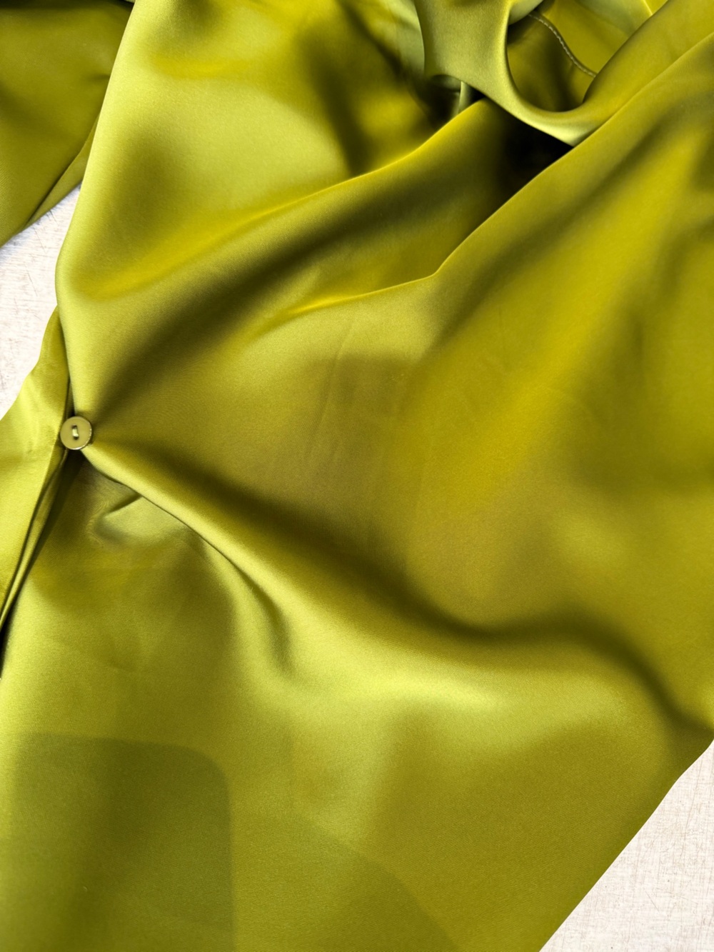 2PCs Olive Satin Draped Midi Dress - Women - Picture 3 of 7
